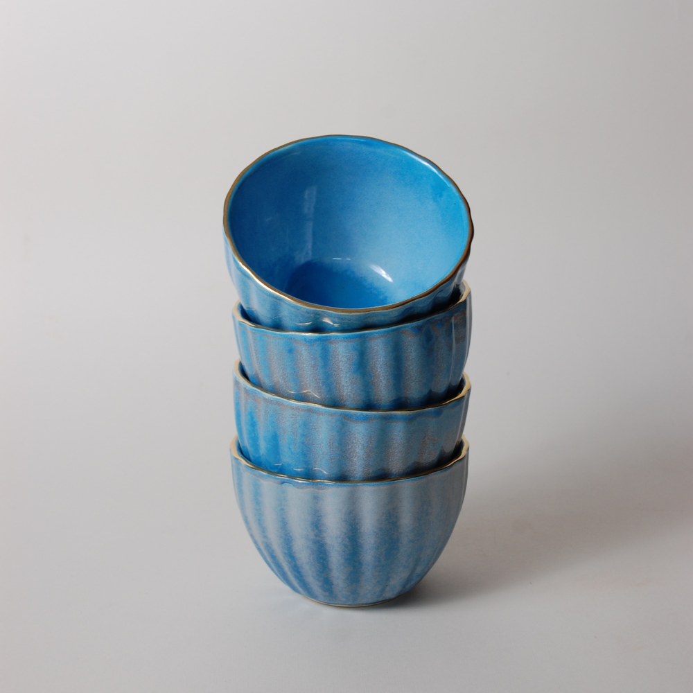 Gold Rim Snack Bowls-Sky Blue - Image 2